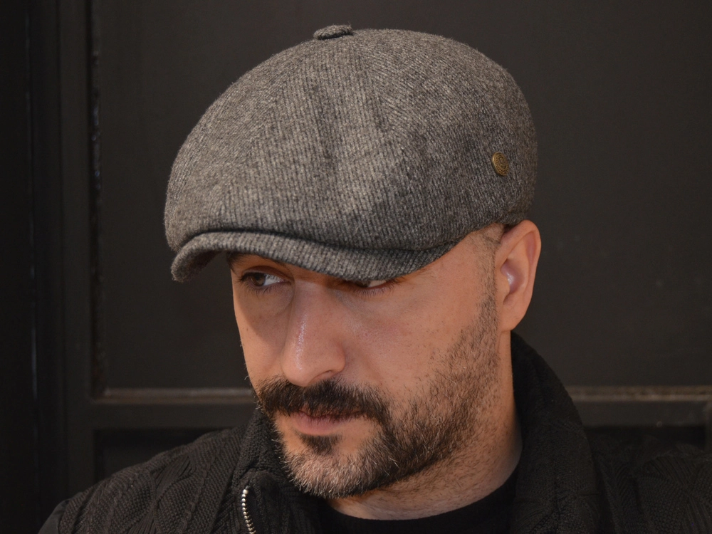 Pozze Yün İngiliz Peaky Blinders Kasket Gri