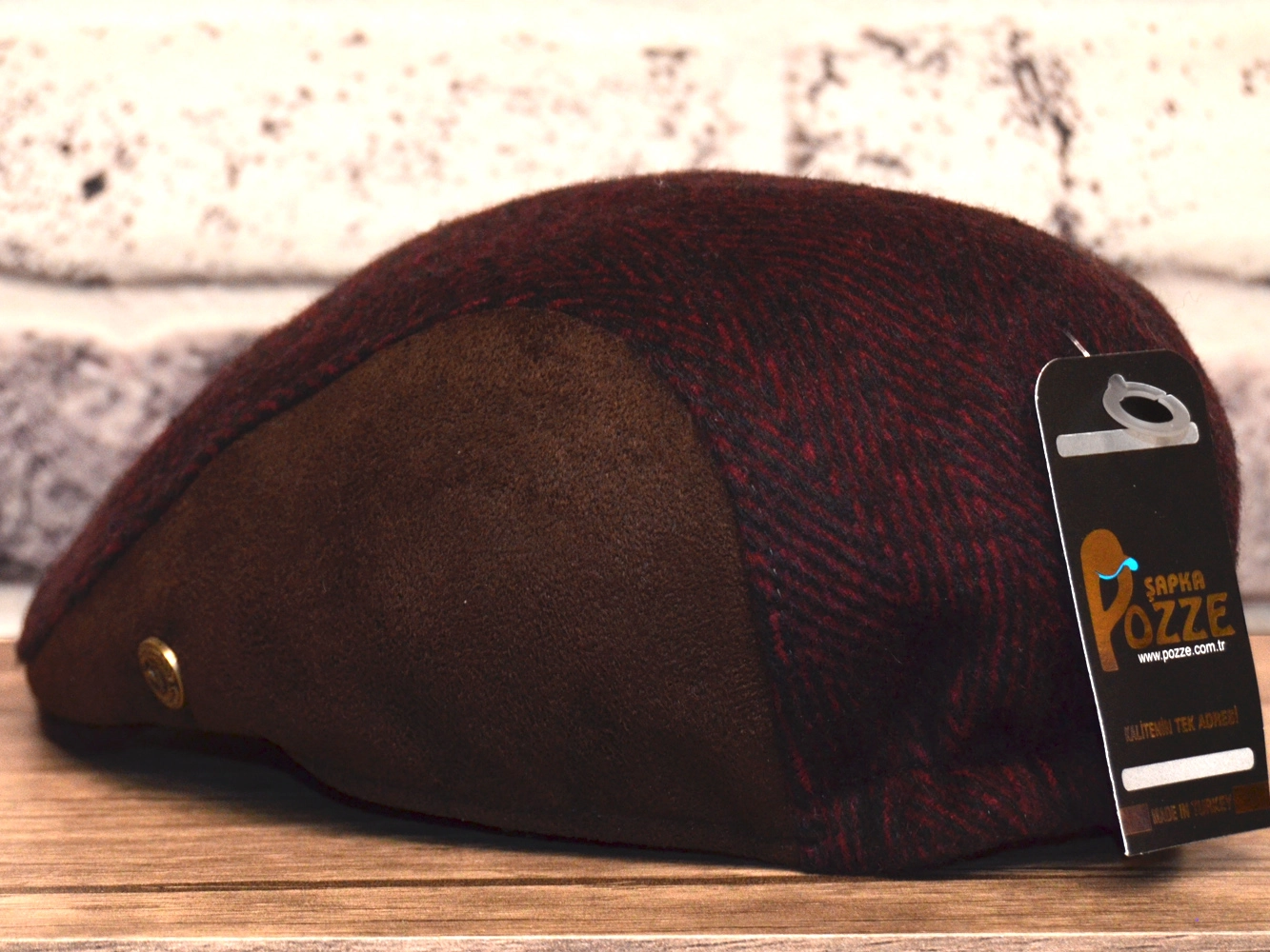 Pozze Kaşmir Süetli Spor Kasket Bordo