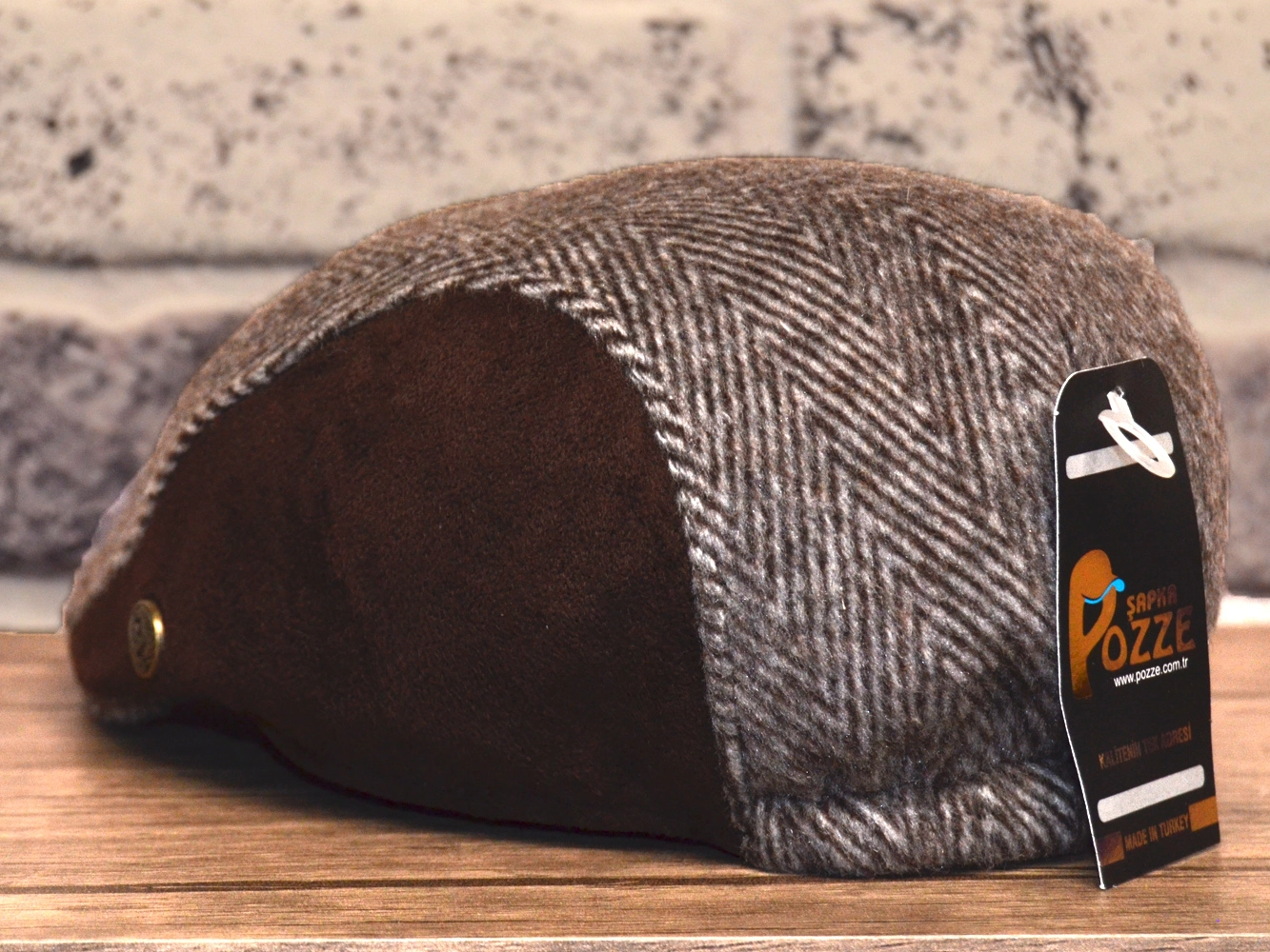 Pozze Kaşmir Süetli Spor Kasket Kahverengi
