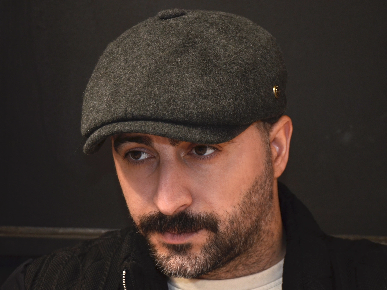 Kerem Kışlık Kaşe İngiliz Peaky Kasket Koyu Gri