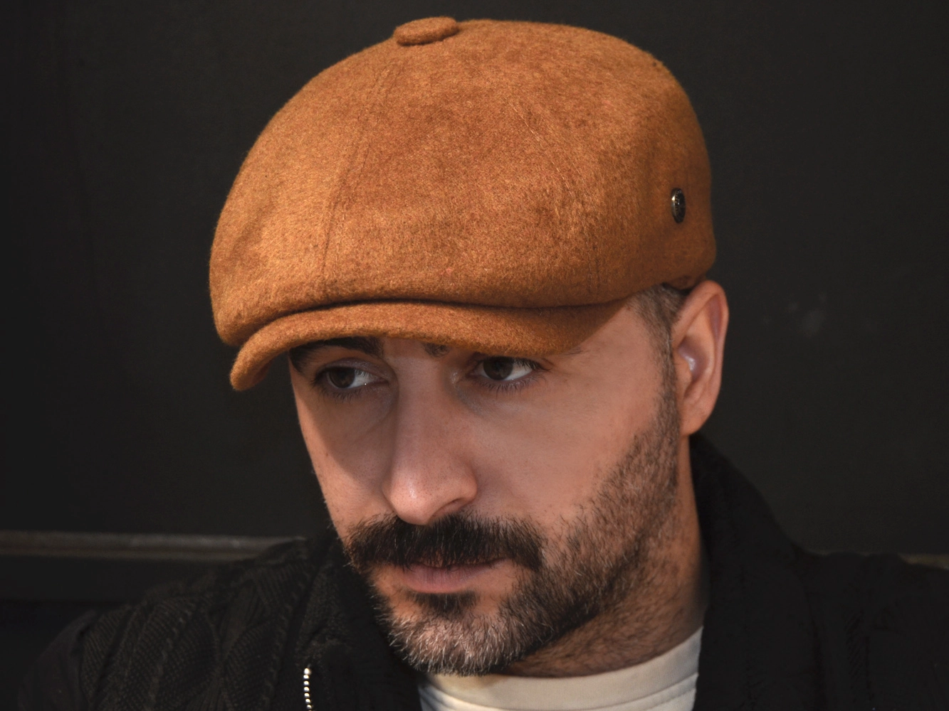 Kerem Kışlık Kaşe İngiliz Peaky Kasket Taba Rengi