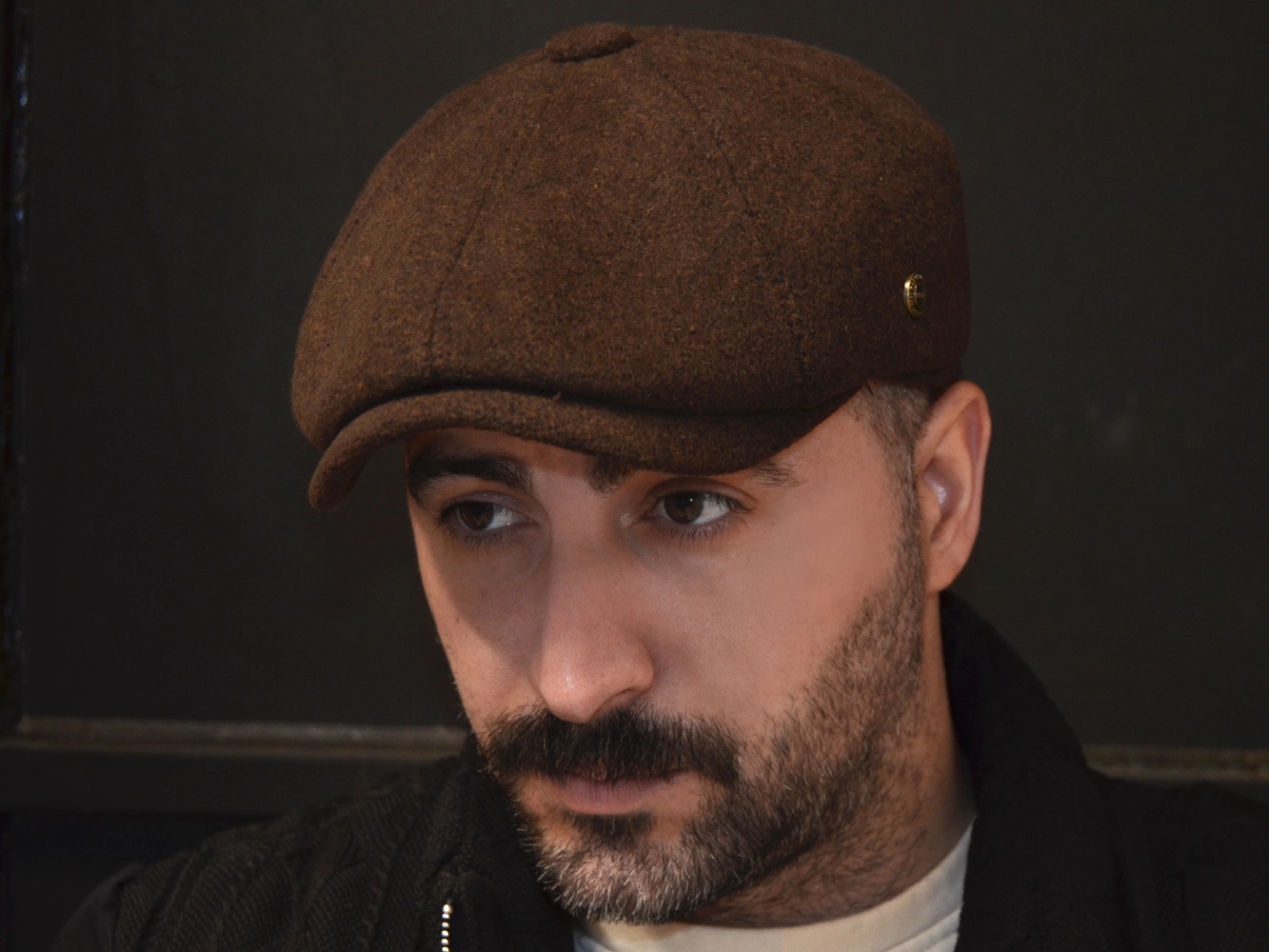 Kerem Kışlık Kaşe İngiliz Peaky Kasket Kahverengi