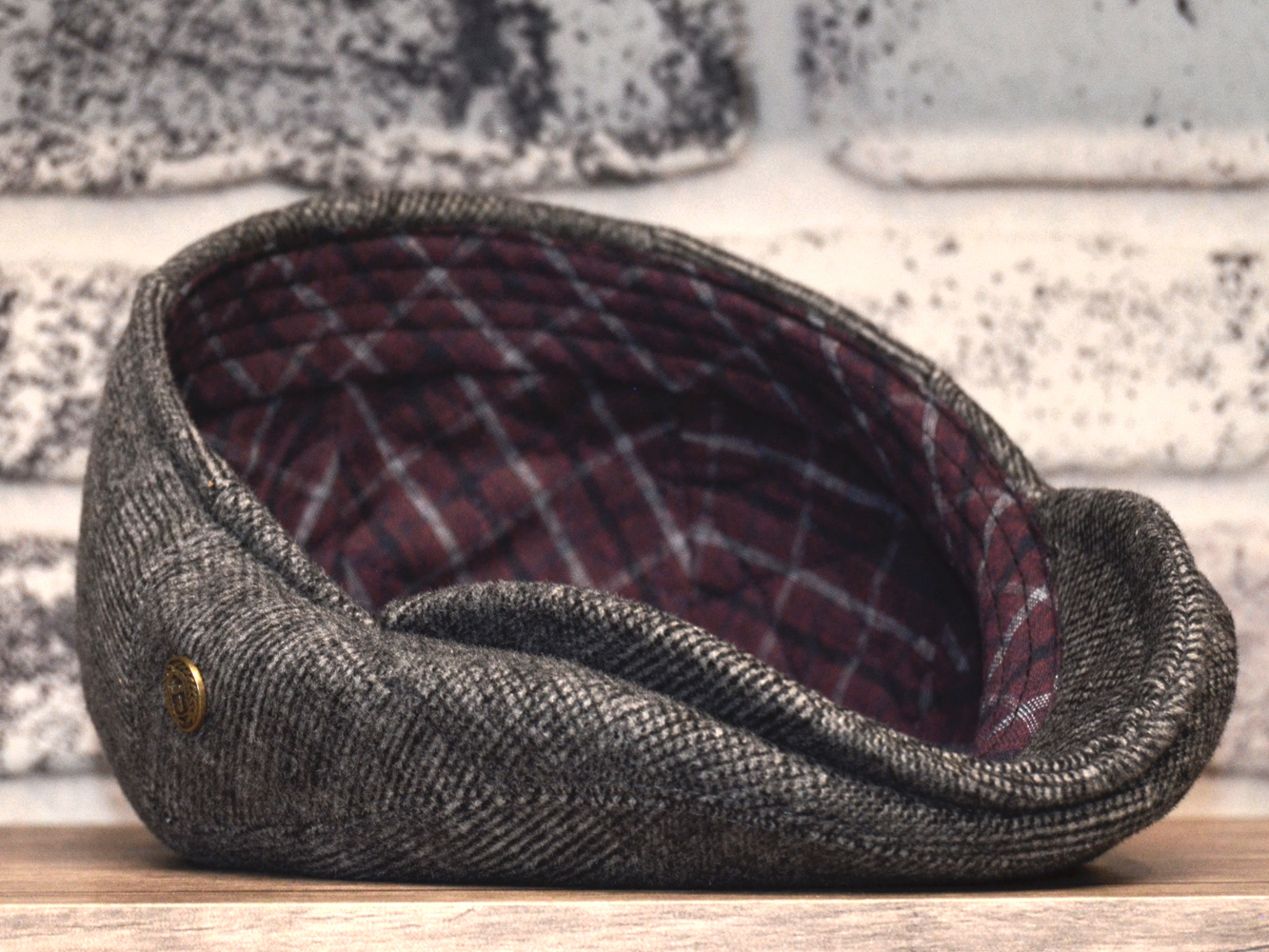 Pozze%20Yün%20Ekose%20Twit%20London%20Kasket%20Gri