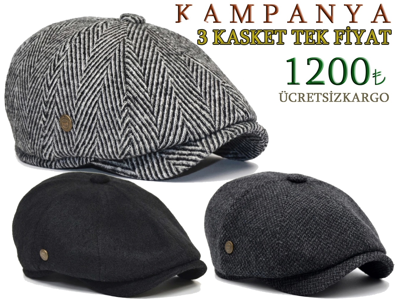 3 KASKET İNGİLİZ KASKET TEK FİYAT