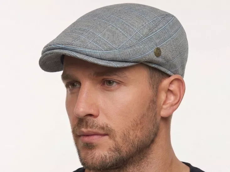 Pozze Gri Ekoseli Yazlık Erkek Kasket Şapka