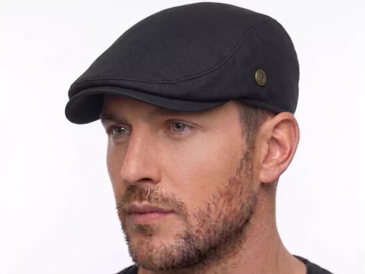 SİYAH LÜX KETEN YAZLIK SPOR ERKEK KASKET ŞAPKA