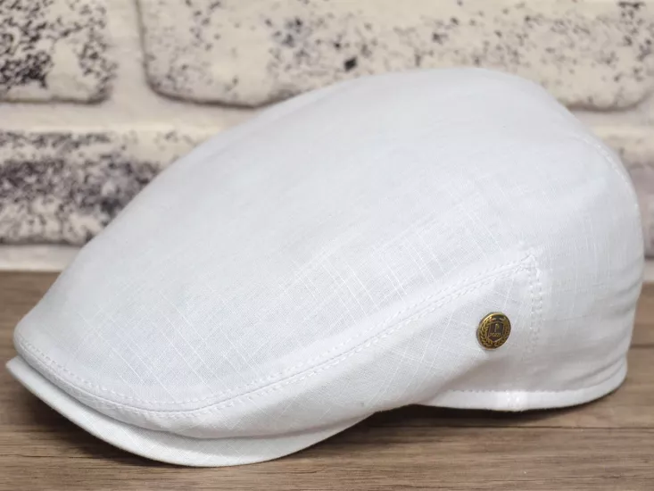 Beyaz Yazlık Keten Kasket Şapka
